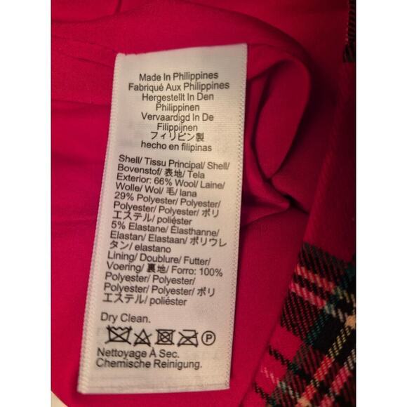 J. Crew Kate, Sz. 10 Red Plaid Wool Blend Straight leg Pants - Picture 5 of 8